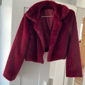 Fur Jacket (Dark Red / Burgundy) Small